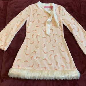 Betsey Johnson Girls Dress Faux Fur 5 5T MINT